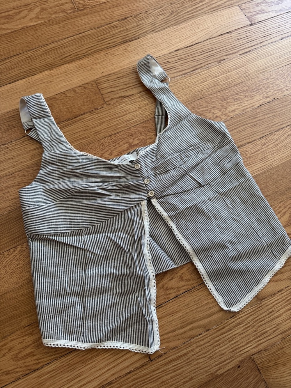 Striped Button-Front Crop Top in Black and White